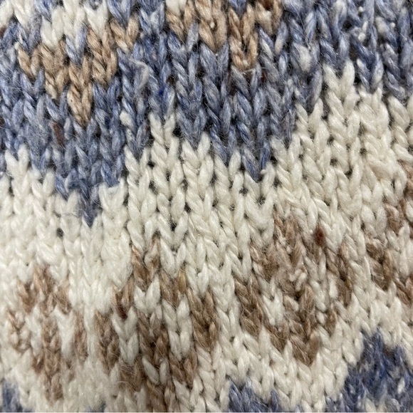 𝅺[m] Vintage White & Blue Zip-Up Snow Bunny Winter Fair Isle Print Knit Sweater - Picture 10 of 16